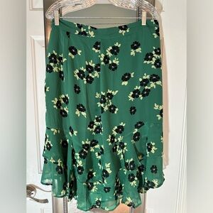Modcloth Green Floral A-Line Skirt